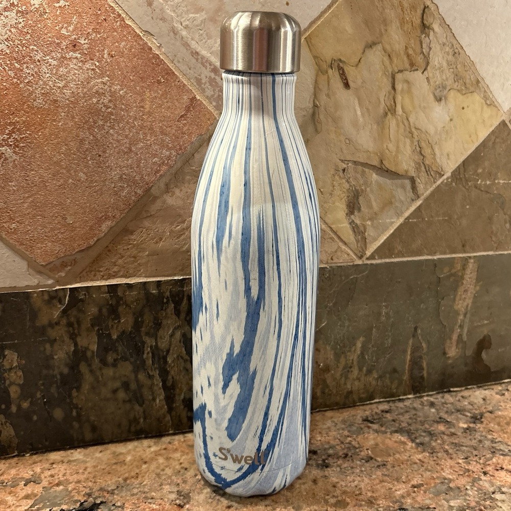 S'well 25oz Blue White Marble Stainless Steel Insulated Water Bottle 750ml - Picture 2 of 5